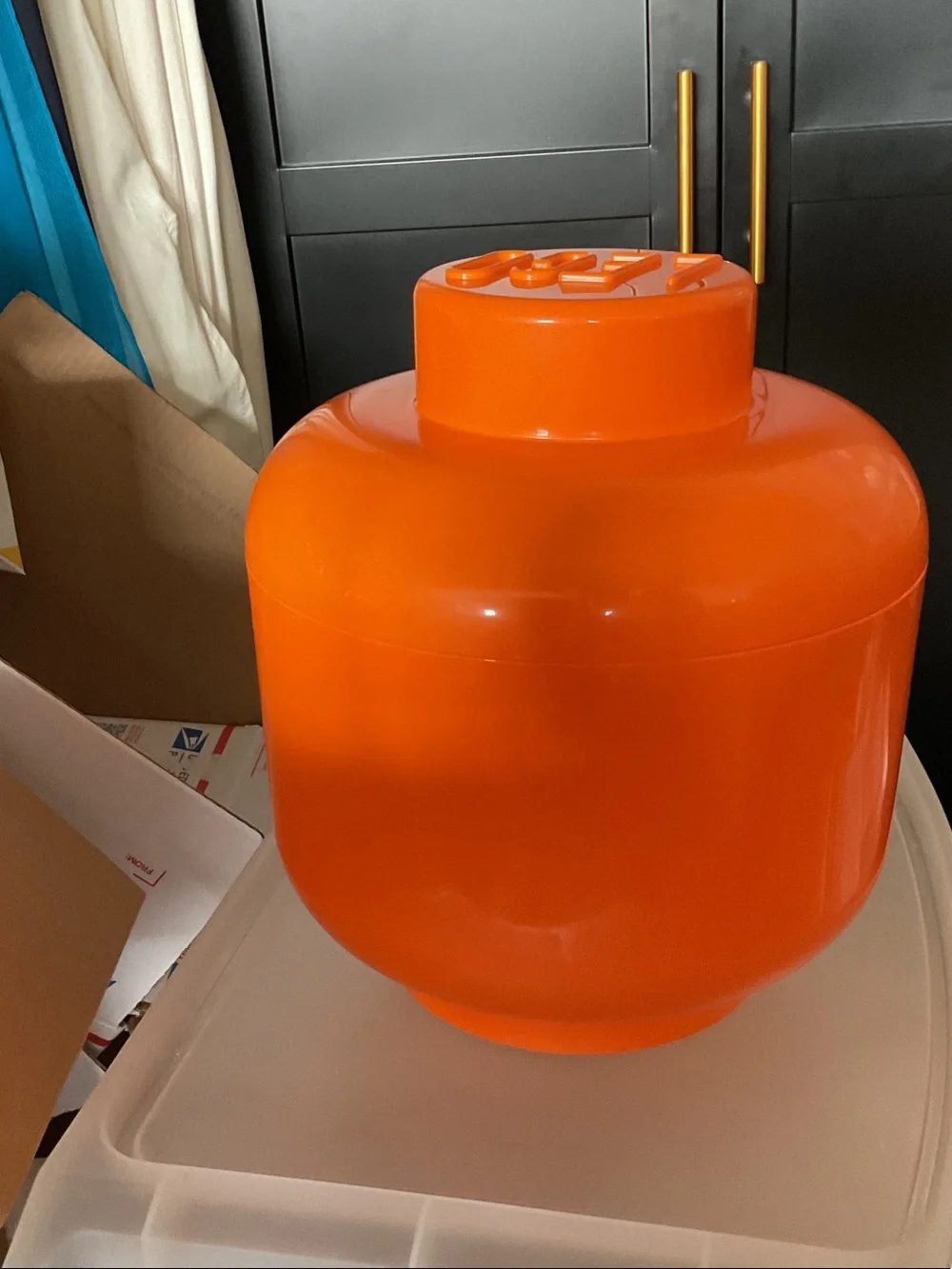 Lego Orange Pumpkin Jack-O'-Lantern storage  Head